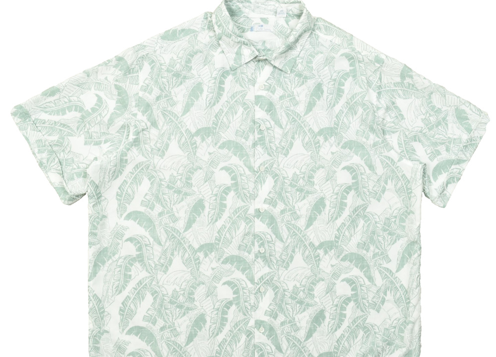 Cafe Luna Men's 2XL Short Sleeve Button Down Shirt Blue Surf Tropical Palm Leaf